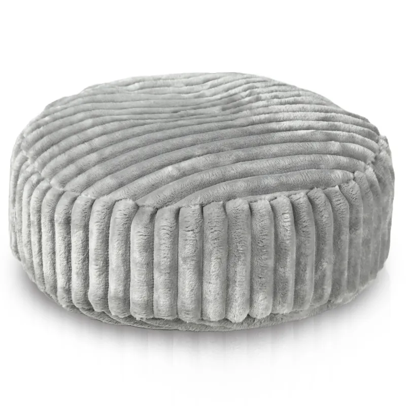 Pouf Repose-pieds Rond - Velours Côtelé Stripe