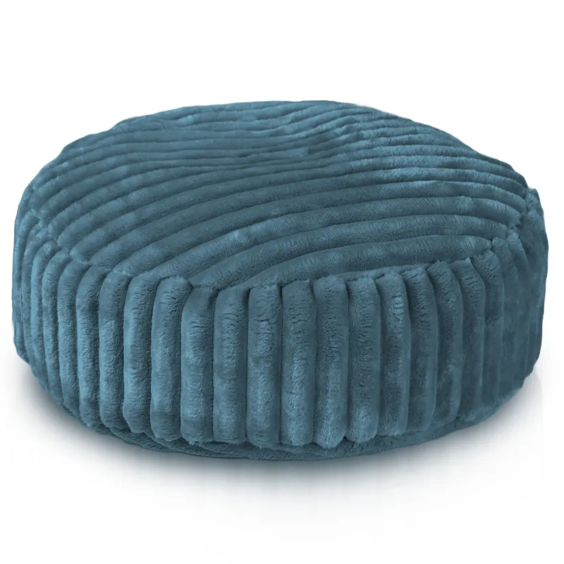 Pouf Repose-pieds Rond - Velours Côtelé Stripe