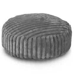 Pouf Repose-pieds Rond - Velours À Grosses Côtes Royal