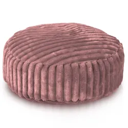 Pouf Repose-pieds Rond - Velours À Grosses Côtes Royal