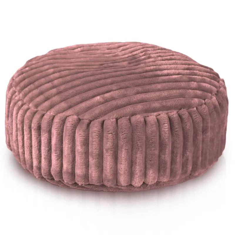 Pouf Repose-pieds Rond - Velours Côtelé Stripe