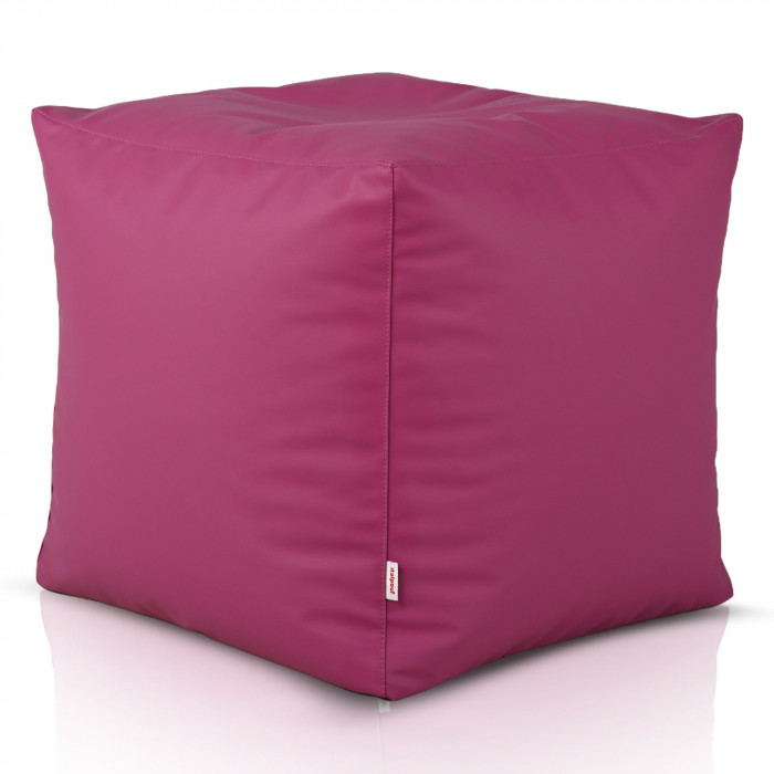 Fuchsia Pouf Cube simili-cuir