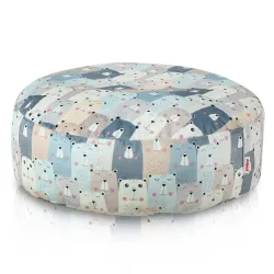 Pouf Repose-pieds Rond - Tissu Imprimé Premium