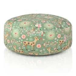 Pouf Repose-pieds Rond - Tissu Imprimé Premium