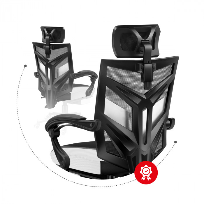 Le dossier du fauteuil de jeu Huzaro Combat 5.0 White