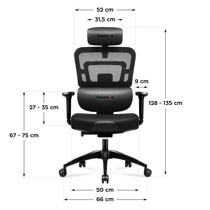 Dimensions de la chaise de jeu Huzaro Combat 7.0 Black