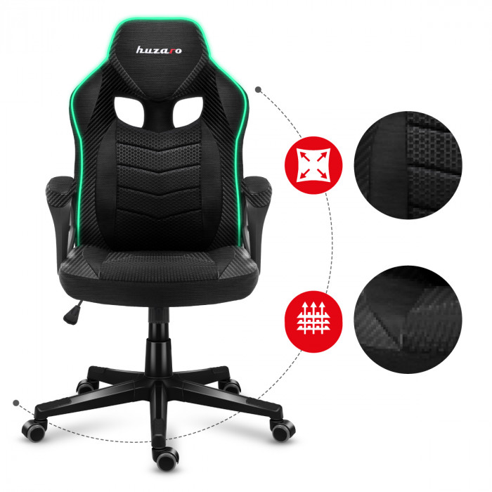 Matériaux utilisés dans le fauteuil de jeu Huzaro Force 2.5 RGB Carbon