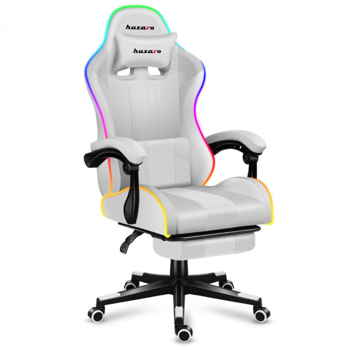 Chaise de jeu HUZARO Force 4.7 RGB blanche