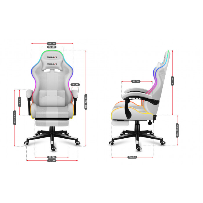 Dimensions de la chaise Huzaro Force 4.7 White RGB