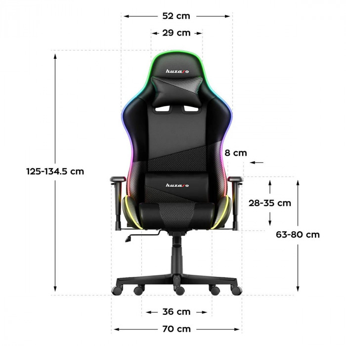 Dimensions de la chaise Huzaro Force 6.2 Black RGB