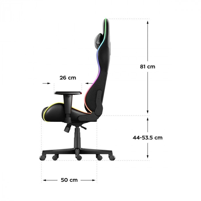 Dimensions de la chaise Huzaro Force 6.2 Black RGB