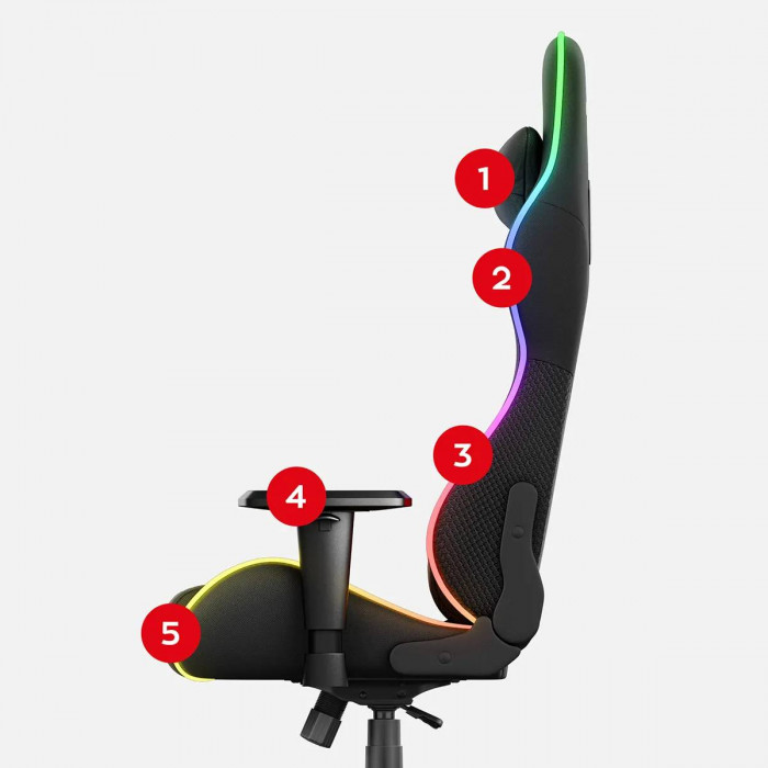 Côté du fauteuil de jeu Huzaro Force 6.2 Mesh RGB