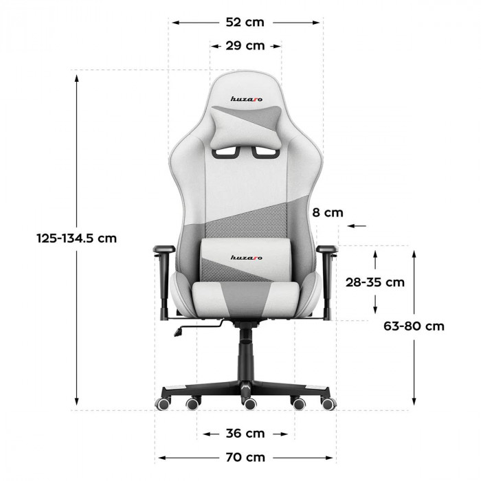 Dimensions de la chaise Huzaro Force 6.2 White Mesh