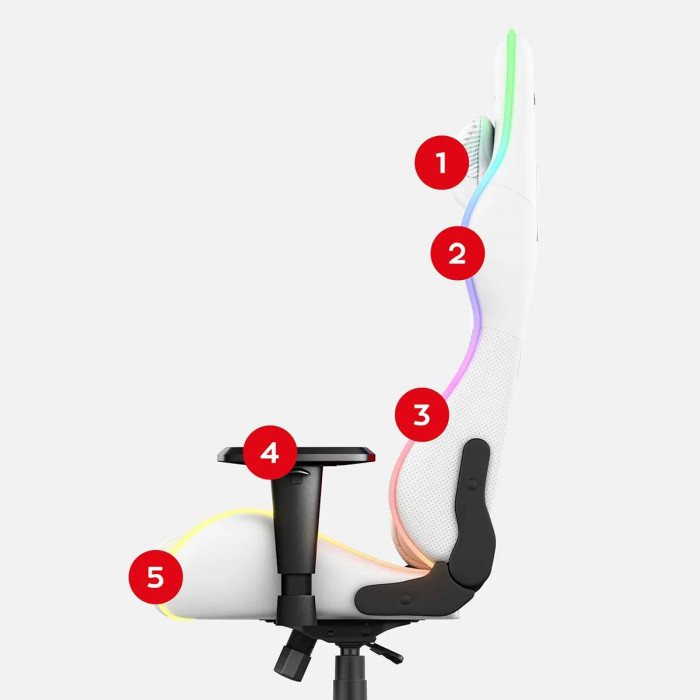 Côté de la chaise de jeu Huzaro Force 6.2 White RGB