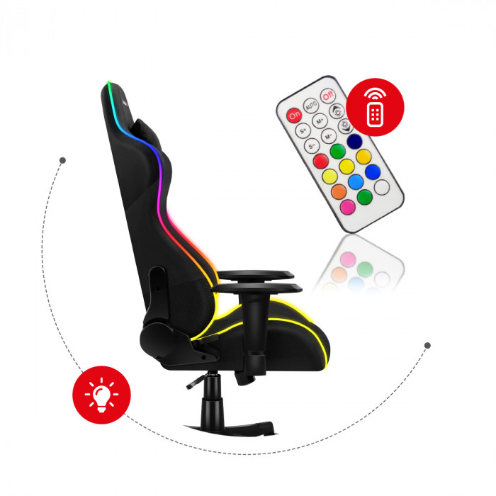 Huzaro Force 6.3 Mesh RGB LED gamer chair avec télécommande