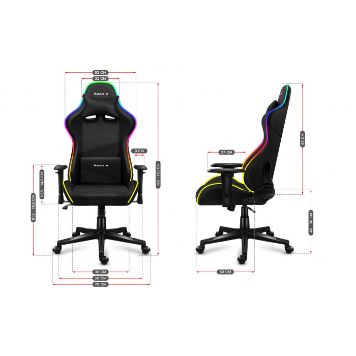 Dimensions de la chaise Huzaro Force 6.3 Mesh RGB