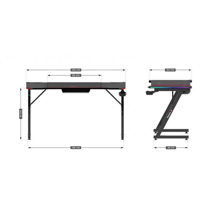 Dimensions du bureau Hero 3.3 RGB LED