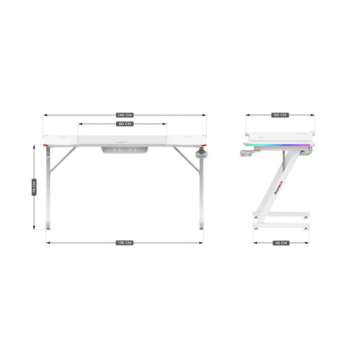 Dimensions du bureau Hero 3.3 RGB LED