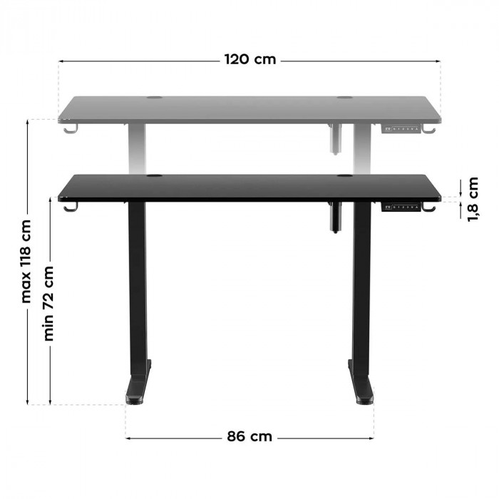 Dimensions du bureau électrique Huzaro Hero 8.2