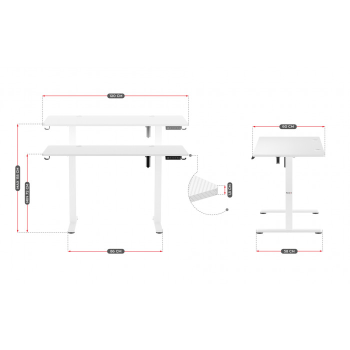 Dimensions du bureau électrique Huzaro Hero 8.2