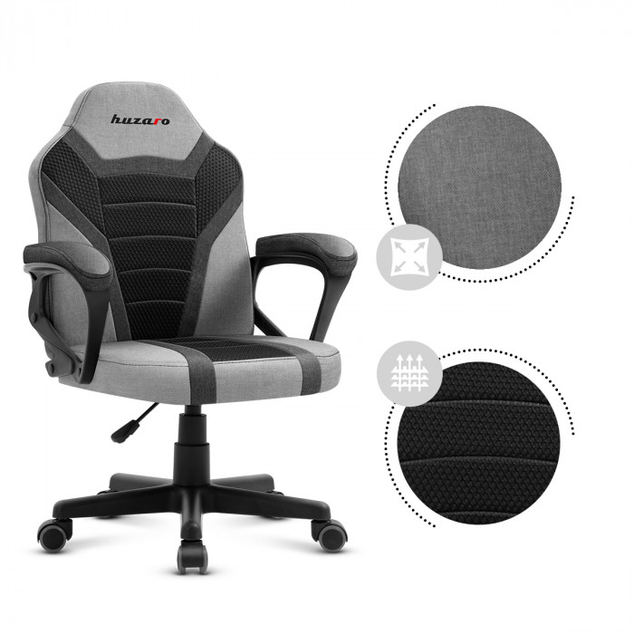 Inclinaison vers la droite de la chaise Huzaro Ranger 1.0 Grey avec tissus