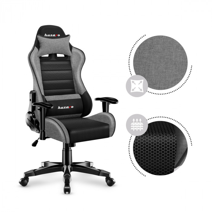 Inclinaison à droite de la chaise Huzaro Ranger 6.0 Grey Mesh avec tissus