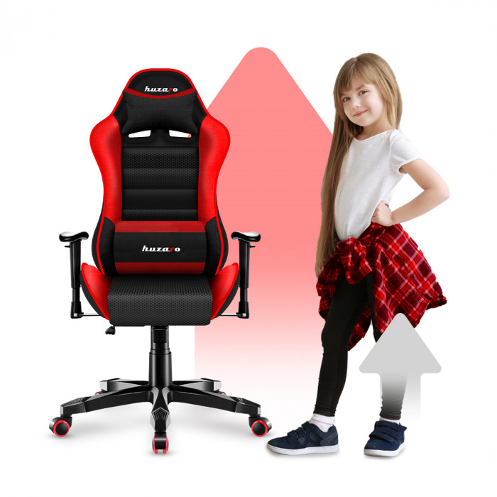 Façade de la chaise de jeu Huzaro Ranger 6.0 Red avec une fille