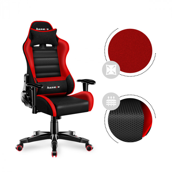 Inclinaison vers la droite de la chaise Huzaro Ranger 6.0 Red avec des tissus