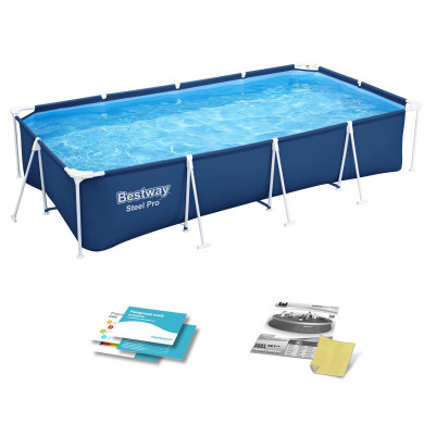 Piscine hors sol rectangulaire Tubulaire Frame Cadre Métal 400 x 211 x 81 cm , 4 en 1 Bestway 56405N