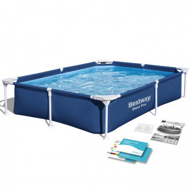 Piscine hors sol rectangulaire Tubulaire Frame Cadre Métal 221 x 150 x 43 cm Bestway 56401N