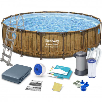Piscine hors sol Ronde Tubulaire Frame Cadre Métal 549 x 122 cm 12in1 Bestway 56977N
