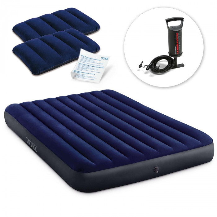 Matelas gonflable avec pompe à piston et deux oreillers INTEX 64765.