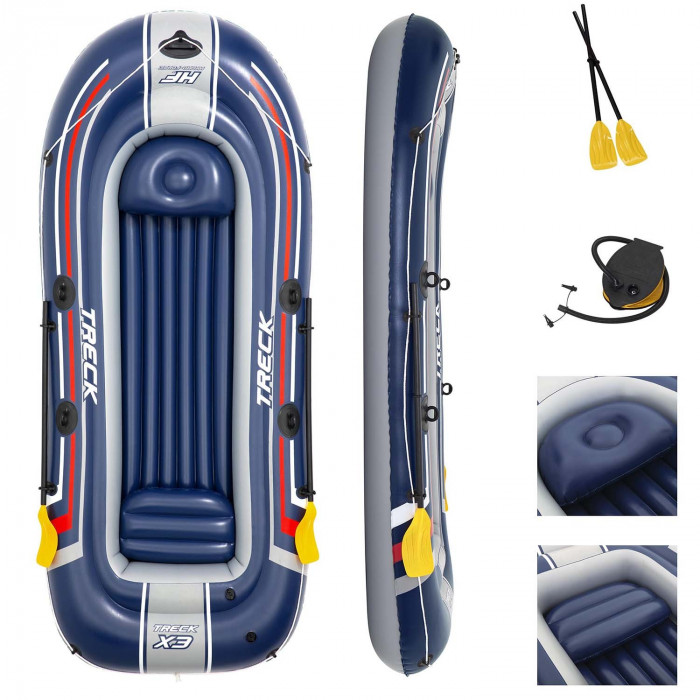 Ponton gonflable avec rames et pompe 4os TRECK X3 Bestway 61110.