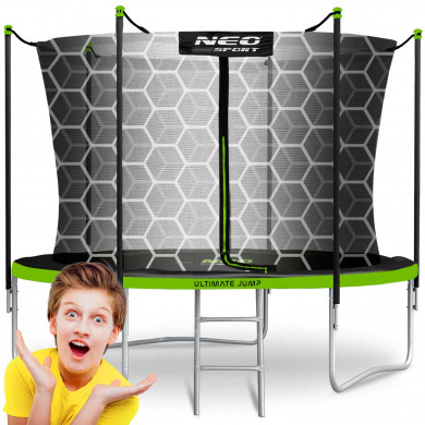 Trampoline de jardin 8ft/252cm avec filet d'intérieur et échelle Neo-Sport