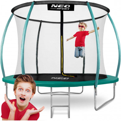 Trampoline de jardin 10ft/312cm avec filet, poteaux profilés et échelle