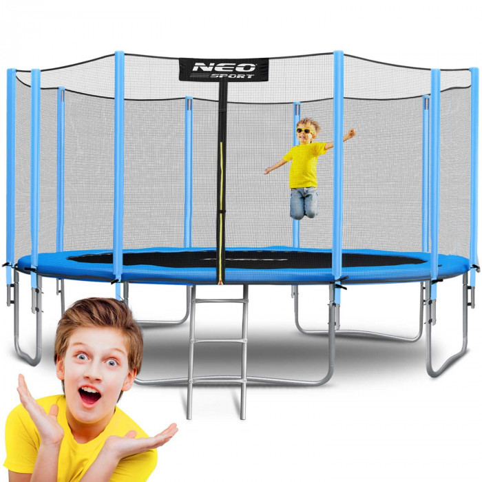 Trampoline de jardin 15ft/465cm avec filet extérieur et échelle.