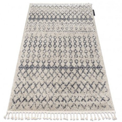 Tapis BERBER AGADIR G0522 crème et gris Franges berbère marocain shaggy