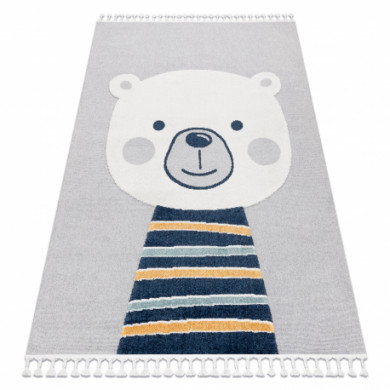 Tapis YOYO GD50 gris/blanc - Ours en peluche pour enfants, structurelles et sensorielles Franges