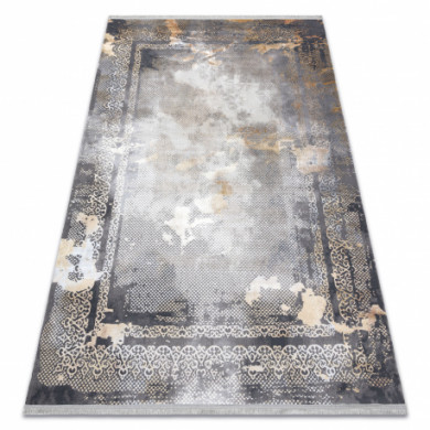 Tapis LUCE 77 moderne Cadre vintage - Structural gris / moutarde