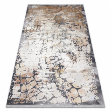 Tapis LUCE 74 moderne Pavage brique vintage - Structural gris / moutarde