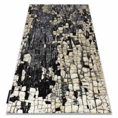 Tapis DE LUXE moderne 2079 Pavage brique - Structural or / gris