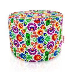 Pouf Rond Cylindre - Tissu Imprimé Premium