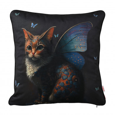 Oreiller décoratif Cat Butterfly Blue.