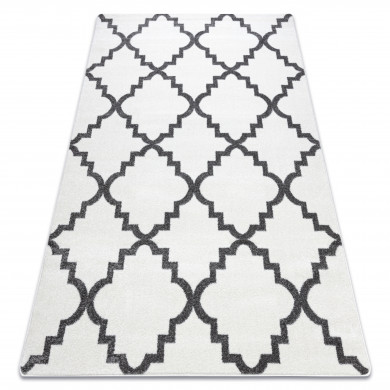 Tapis SKETCH - F343 crème et gris trèfle marocain trellis