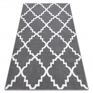 Tapis SKETCH - F343 gris et blanc trèfle marocain trellis