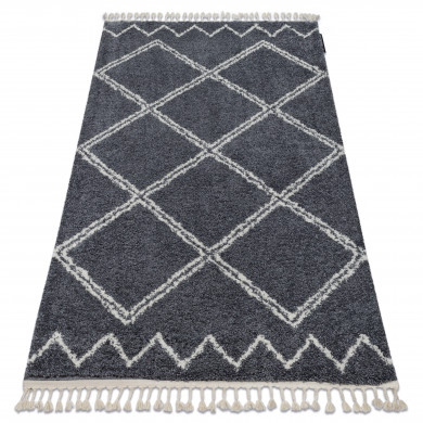 Tapis BERBER ASILA B5970 gris et blanc Franges berbère marocain shaggy
