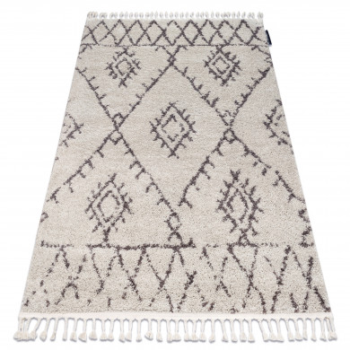 Tapis BERBER FEZ G0535 crème et marron Franges berbère marocain shaggy