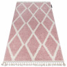 Tapis BERBER TROIK A0010 rose et blanc Franges berbère marocain shaggy