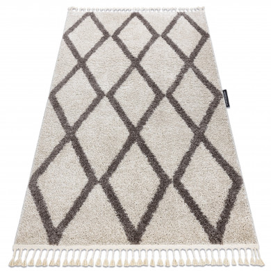 Tapis BERBER TROIK crème Franges berbère marocain shaggy