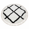 Tapis BERBER CROSS cercle blanc Franges berbère marocain shaggy